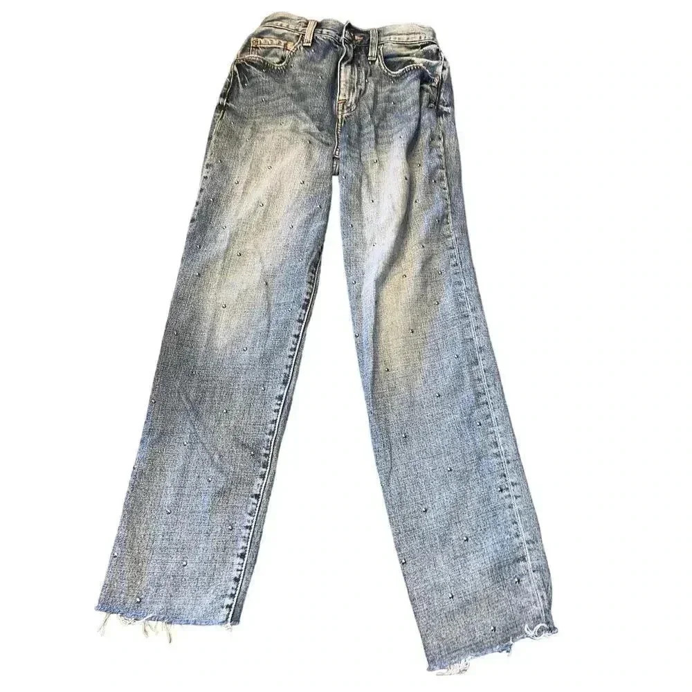 PISTOLA studded denim jeans size 24 PRESLEY high rise relaxed roller jean